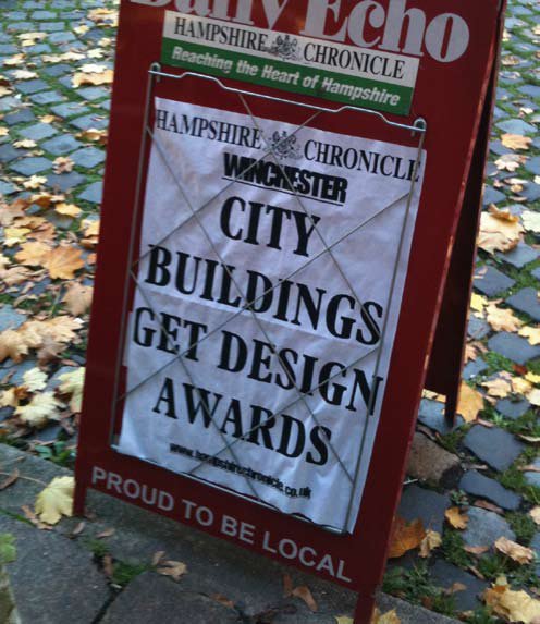 A Hampshire Chronicle Newstand advertising the Trust Awards
