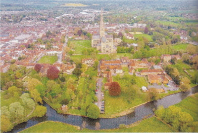 Aerial photo of Salisbury Cathedral and its Close
