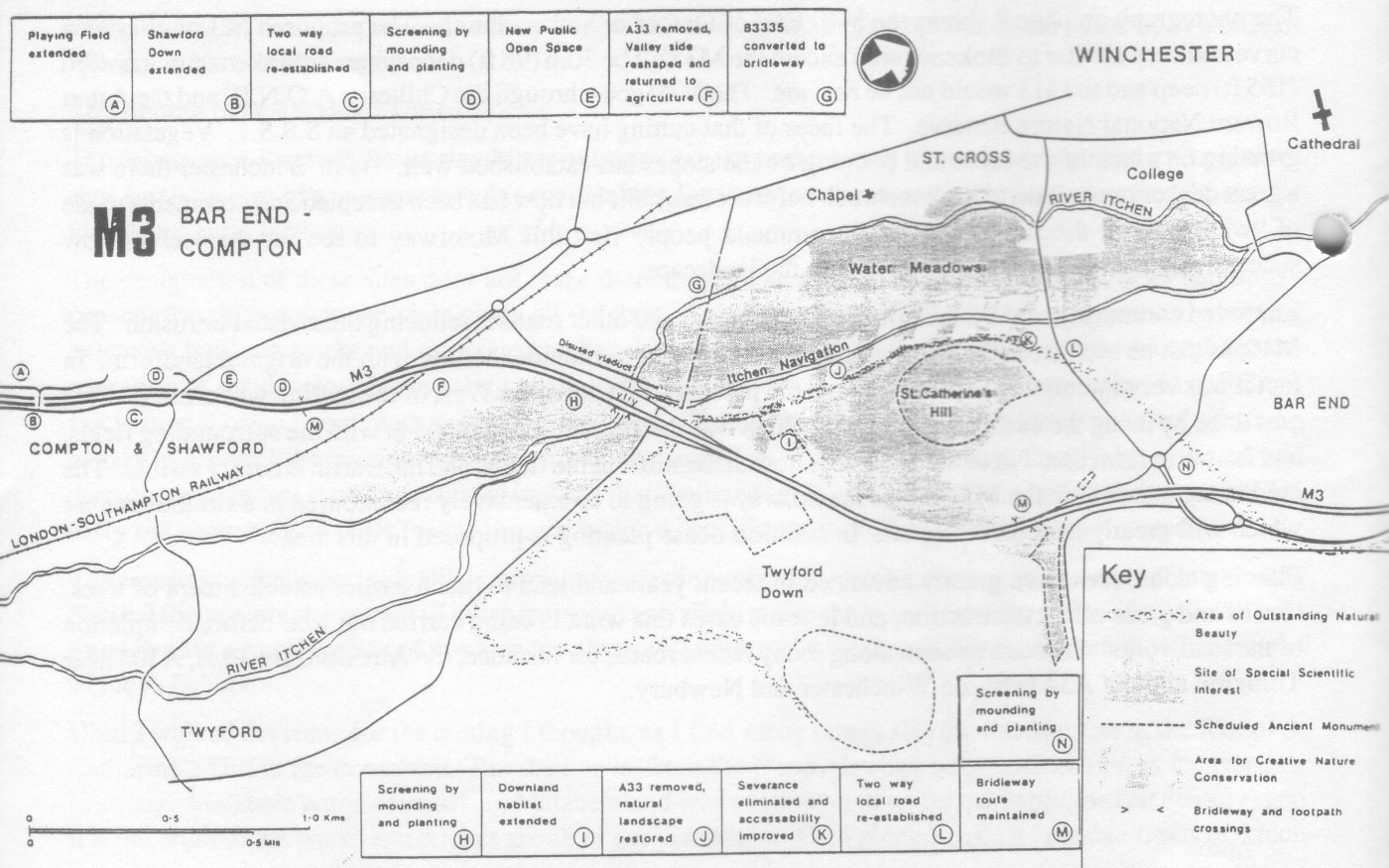 Map showing M3 Bar End to Compton