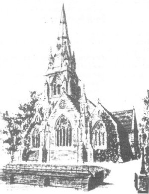 A pen and ink drawing of St Thomas' Church
