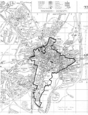 Map showing conservation areas of Winchester