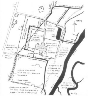 Plan showing projected stream through the Hospital
