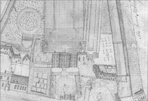 Detail from Godson's plan of the house and garden of Henry Penton Esq. near the East Gate, Winchester 1748