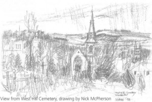 View from West Hill Cemetery, drawn by Nick McPherson