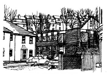 Stepped houses in Clifton Road seen from Elm Road
