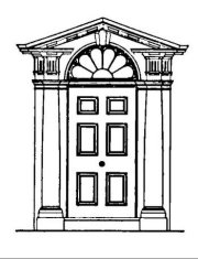 Typical 18th century six panel door