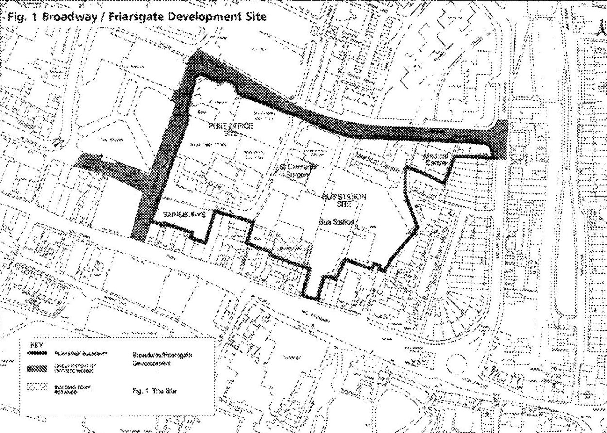 Map showing Friarsgate development site