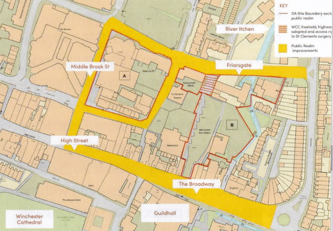 Map of the proposed development area, Winchester