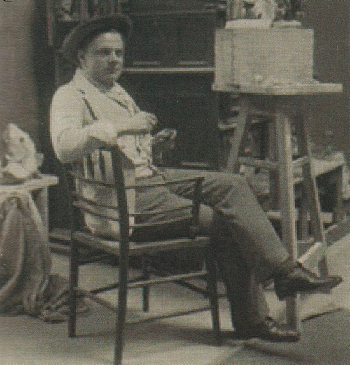 Sir Alfred Gilbert in his studio, c 1889