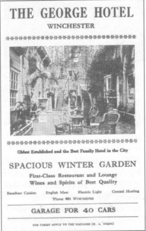 Advertisment for George Hotel in Winchester & District Directory 1932